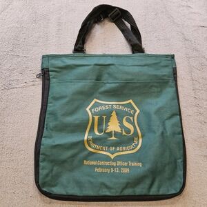 Forest Service USDA 2009 Training Tote Bag Green Canvas Zippered Utility Bag